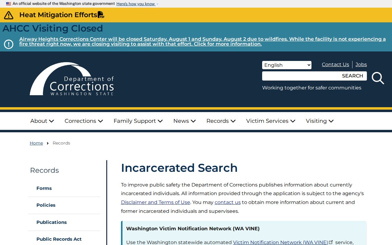 University Place people search using Washington DOC records